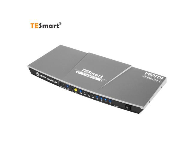 TESmart HDMI KVM Switch 4 ports 4 in 1 out  , support 4k 3840*2160@60Hz 4:4:4  Support HDR 10 and Dolby Vision ,Complaint with HDCP 2.2, With USB2.0 and audio output interface