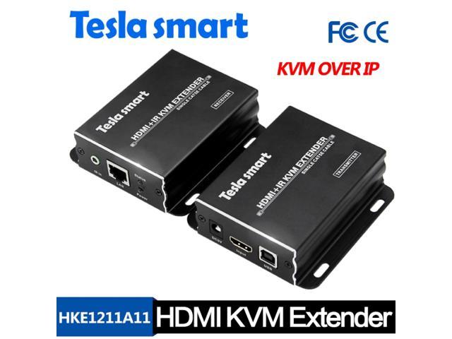 Tesmart Hke1211a11 Broadcast Hdmi Kvm Over Ip Extender 120m Usb Cat5e 6 1 To Many Lan Port Newegg Com