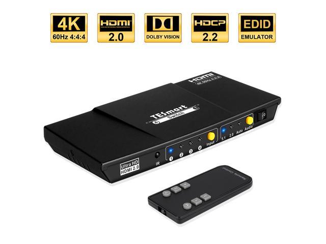 TESmart 4x1 HDMI Switch Ultra HD supports 4K@60Hz 4: 4: 4, 4-port HDMI ...