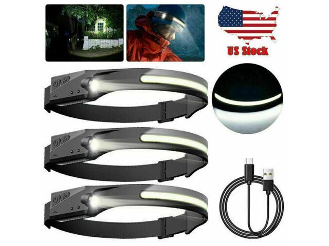 USB COB+LED Headlamp Headlight Torch Flashlight Work Light Bar Head Band Lamp 