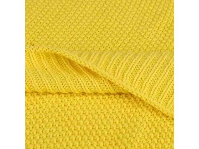 100 Cotton Cable Knit Full Size Blanket Solid Decorative Sofa Blanket Full Soft Yellow Knitted Blankets For Couch And Bed 70 X 78 Newegg Com