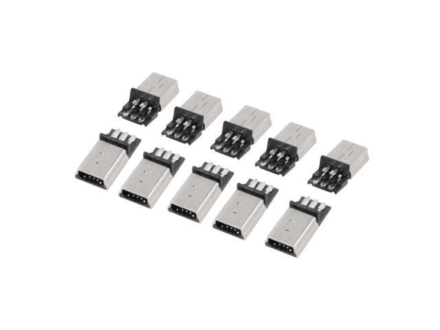 Unique Bargains 10 x Mini USB 5 Pin Type B Male Connector Port Solder Plug for PCB