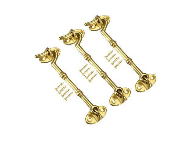 4 1 Cabin Hooks Eye Latch Door Gate Swivel Window Brass Hook With Mounting Screws Golden 3pcs