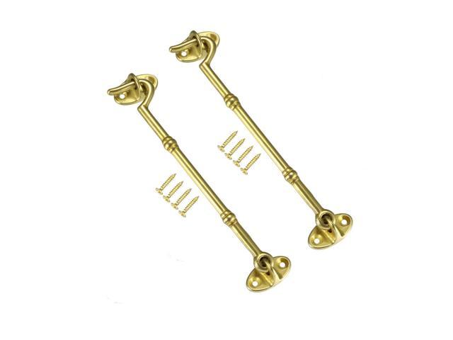 6 Cabin Hooks Eye Latch Door Gate Swivel Window Brass Hook With Mounting Screws Golden 2pcs