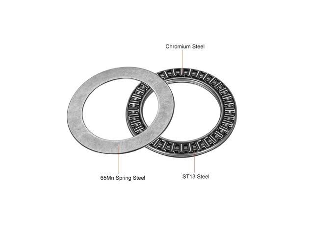 55mm Inner Diameter 78mm OD 5mm of Thickness GCr15 Hardness uxcell AXK5578+2AS Needle Roller Thrust Bearings with 2 Washers