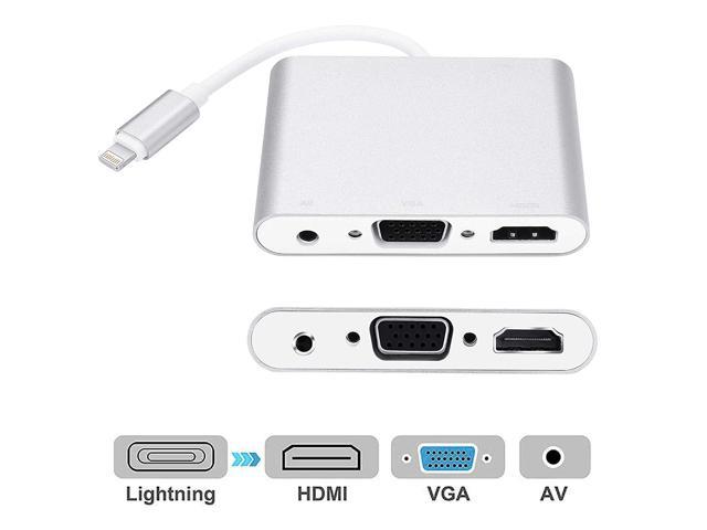 Sjah Extreem belangrijk Inloggegevens Compatible with iPhone iPad Lightning to HDMI VGA AV Adapter, Anlyso Latest  4 in 1 HDMI