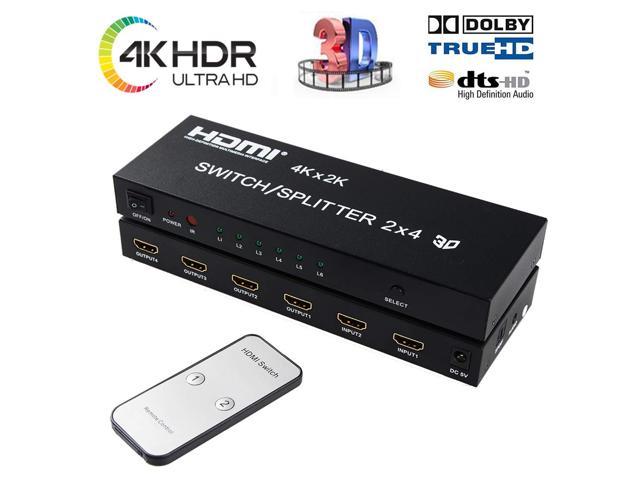 2x4 HDMI Splitter HDMI Switch Splitter 4 Out 2 in WERLEO 2 in 4 Out HDMI with SPDIF Audio Support HD 4K 1080P - Newegg.com