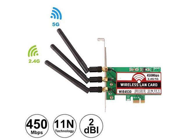 PCI-E Express 450Mbps 2.4G/5G Wireless WiFi 3 Antenna Card w/Low Profile Bracket