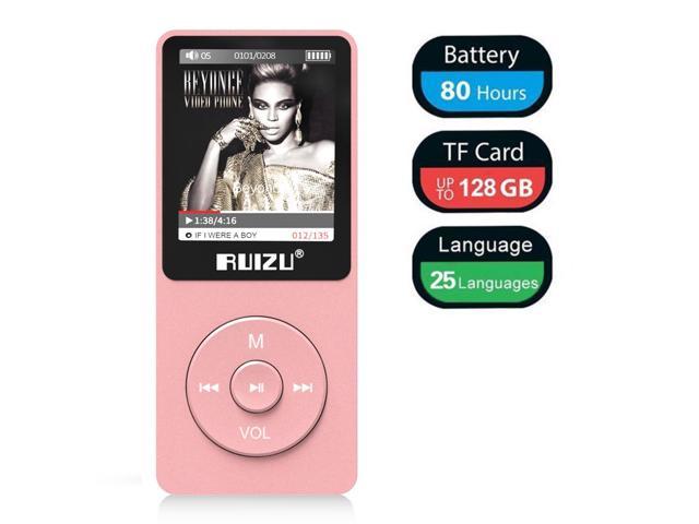 RUIZU X02 Ultra Slim Music Player with FM Radio Text Reading Rose Voice Recorder 80 Hours Playback and Expandable Up to 128 GB Mp3 Player Video Play 