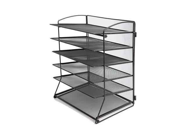 Clatina Desk Top File Organizer With 6 Metal Trays Holder For File Organizer With 6 Metal Trays