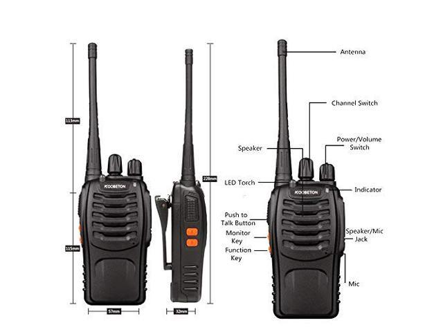 CDC DIGI 2PCS BF-888S USB Rechargeable Walkie Talkies Long Range Two-Way Radio Walky Talky with Earpieces 16CH Handheld Transceiver with LED Light for Field Survival Biking Hiking