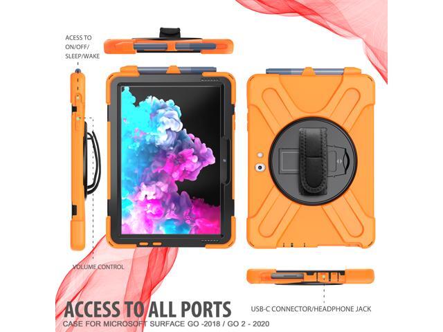 Case for Microsoft Surface Go 3 10.5 inch 2021 / Surface Go 2 10.5 inch 2020 / Surface Go 10 inch 2018 with with Pen Holder, Hand Strap & Shoulder Strap Shockproof Protective Stand Cover