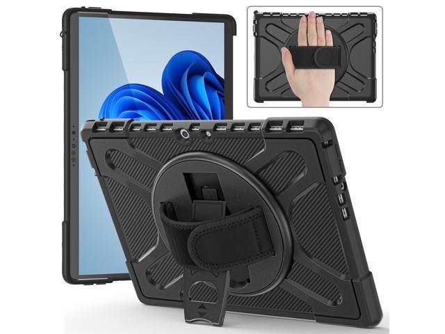 Microsoft Surface Pro 8 13 inch 2021 Case, Protective Rugged Cover with Pen Holder / Hand Strap / Rotating Kickstand Compatible with Type Cover Keyboard