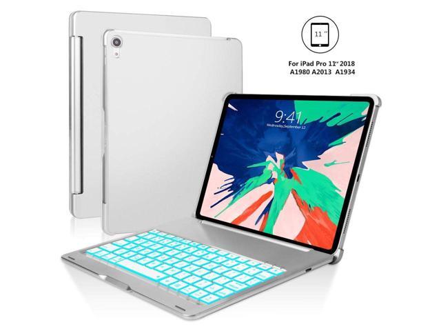 iPad Pro 11 Keyboard Case Werleo Aluminum Protective Ultra Slim Hard Shell Folio Stand Smart Cover with 7 Colors Backlit Wireless Bluetooth Keyboard for iPad Pro 11 inch 2018 Tablet