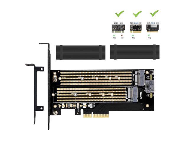 Dual M 2 Pcie Adapter For Sata Or Pcie Nvme Ssd With Advanced Heat Sink Solution M 2 Ssd Nvme M Key Or Sata B Key 2280 2260 2242 2230 To Pci E 3 0