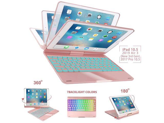 iPad Pro 10.5 Keyboard Case Fit iPad Pro 10.5 inch 2017 / iPad Air 3rd Gen 10.5 inch 2019-360 Rotate Wireless 7 Colors Backlit Auto Wake Sleep Ultra-Thin iPad 10.5 Case with Keyboard
