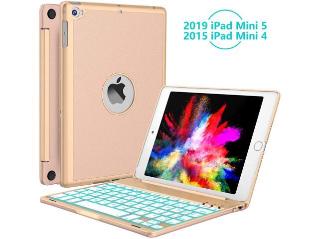 Ipad Mini 5 Mini 4 Keyboard 135 Degree Flip 7 Color Backlit Aluminum Shell Smart Folio Keyboard Case With Auto Sleep Wake For Ipad Mini 5th Gen