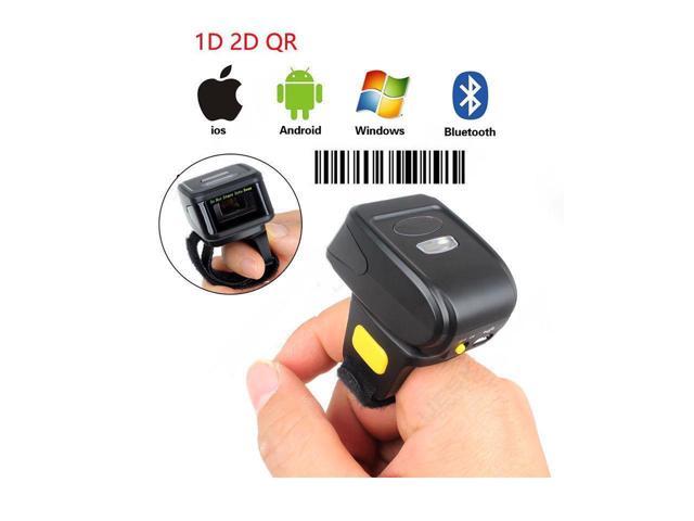 Bluetooth Ring 1D 2D QR Barcode Scanner,Wearable Wireless Finger Mini Bar Code Reader Compatible for Windows iOS Support Scan QR PDF417 DataMatrix on Screen and Paper Mac OS Android 4.0+
