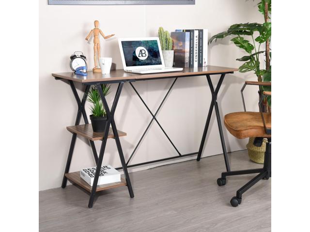 Furniturer Modern L Shaped Desk Computer Study Writing Table Workstation With Shelves For Home Office Use Newegg Com