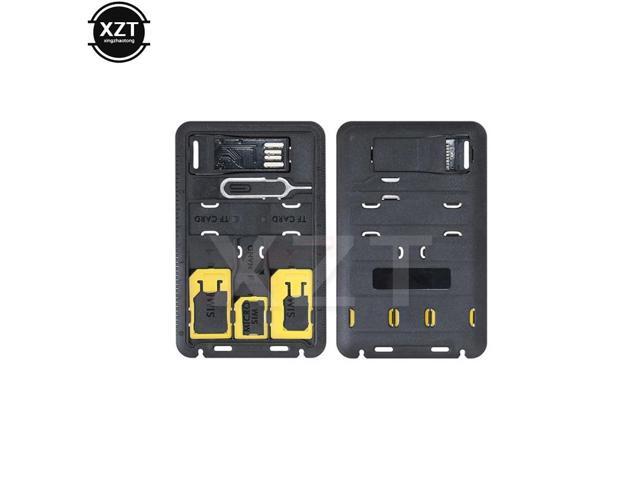 Generic 5 in 1 Universal Mini SIM Card Adapter Storage Case Kits for Nano Micro SIM Card Memory Card Holder Reader Case Cover Connector