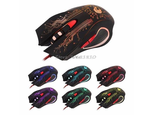 BINGFEI USB Wired 1000dpi 6 Buttons Optical Gaming Mouse LED Backlight for PC