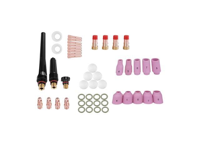 49PCS TIG Welding Torch Stubby Gas Lens #10 Pyrex Glass Cup Kit For WP-17//18//26