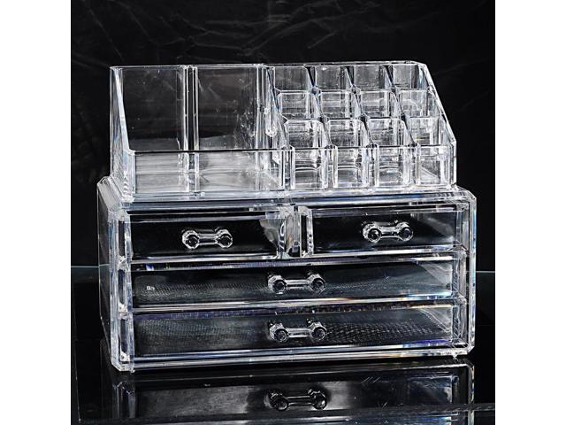 4 Layers Acrylic Plastic Makeup Organizer Trasnperant Jewelry Box