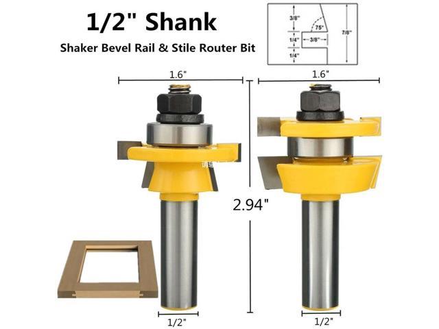 Wolike 2pcs 1 2 Shank T Type Shaker Bevel Rail Stile Router Bit Set For Wooden Door Milling Cutter Woodworking Tool