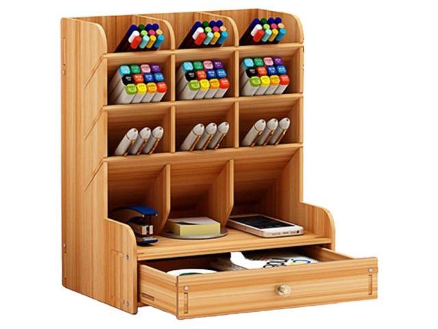 Multifunktionale Holz 13 Grid Desktop Halterung Stift Halter Bleistift Lagerung Box Bleistift Stift Make Up Pinsel Schmuck Display Stand Newegg Com