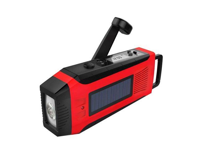 USB Notfall Solar Hand Kurbel Radio AM//FM Wetter Mini Taschenlampe Schwarz Rot