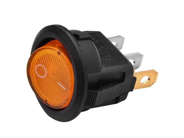 5x ON//OFF Round Rocker Switch LED illuminated Car Dashboard Dash Boat Van 12V