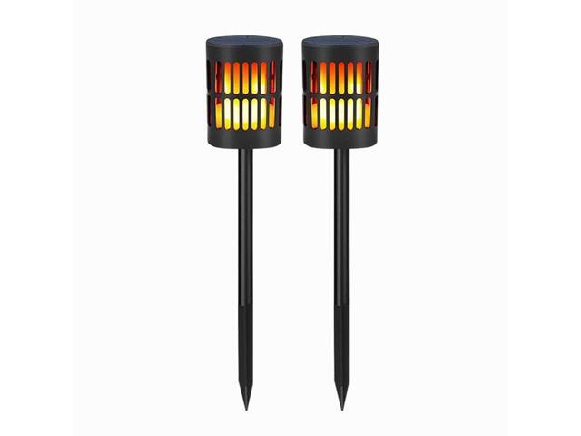 2pcs Solar Torch Lights Waterproof Flickering Flames Outdoor Hanging Lanterns Usb Charging Lantern