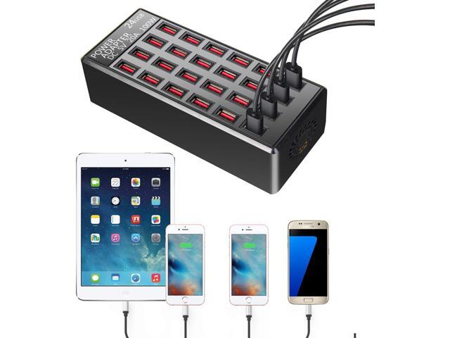 20A and More Devices,fit School,mall,Hotel,Shop 100w 24 Port USB Fast Charging Station,Travel Desktop USB Rapid Charger,Multi Ports Charging Station Organizer Compatible with Smartphones,Tables