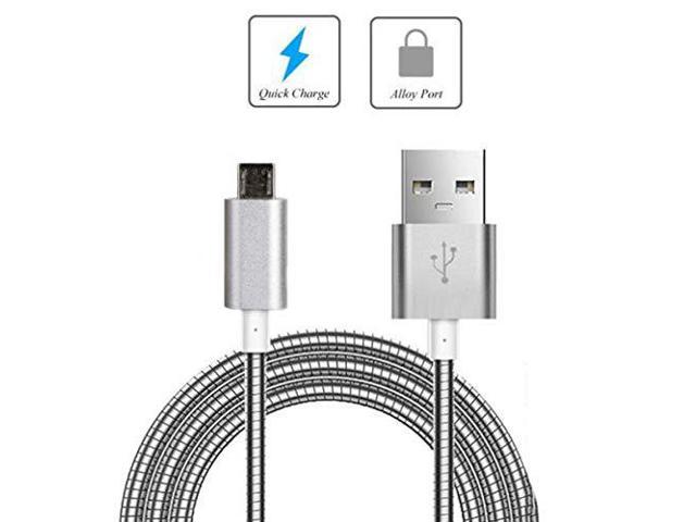 Metal Braided USB Cable Charge Power Sync Wire Data Cord Micro-USB [Rapid Charge] Compatible with Samsung Galaxy J3 (2018) - Samsung Galaxy J3 Emerge - Samsung Galaxy J3 V - Samsung Galaxy J5