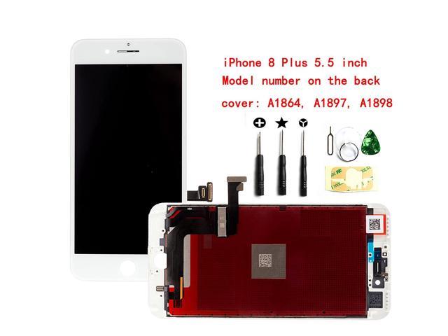 5.5 Inch White 3D Touch LCD Screen Digitizer Replacement Frame Display Assembly Set with Repair Tool Kit Screen Replacement White for iPhone 8 Plus 