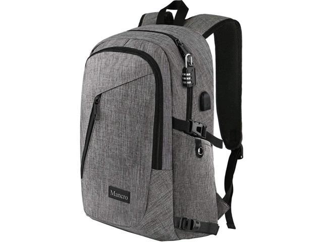 17" Anti-theft Men Women Laptop Notebook Backpack USB Charging Port School Bag 