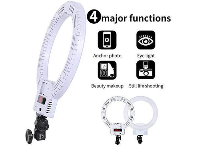 Live Stream Portrait Shooting and Make Up Video Kshioe Upgraded LED Ring Light 12 Outer Warm//White Color Temperature Dimmable Ring Light Kit with Battery Holder for YouTube Video