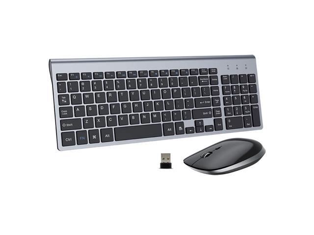 Quiet and Ergonomic Black Wireless Keyboard Mouse Combo,Ultra-Slim Durable Mini Wireless Keyboard and Mouse Combo Kit for PC Desktop Laptop Windows
