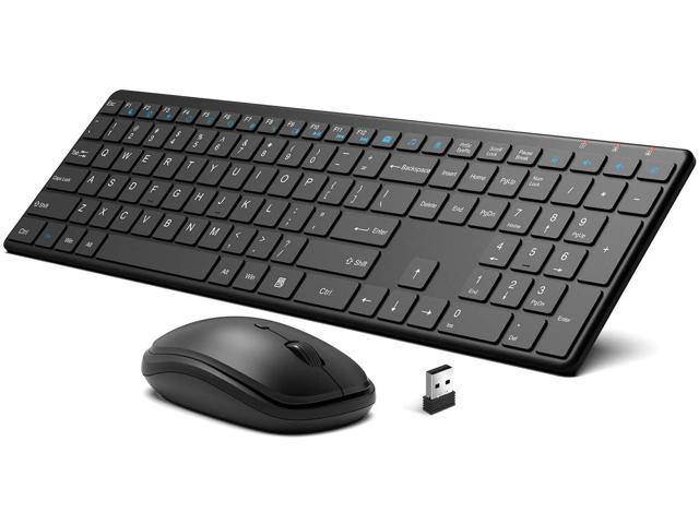 for Computer Laptop Desktop Full Size Wireless Keyboard and Mouse Sets Notebook Slim Thin Wireless Keyboard Mouse 2.4G Stable Connection PC