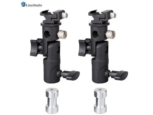 1/4 AGG2366 E-Type Flash Bracket Multi Functional 4 1/4-inch Tall Including Umbrella Reflector Holder LimoStudio Light Stand Tripod Hot Shoe Mount Photo Studio 3/8 inch Female Thread 2 Pack 