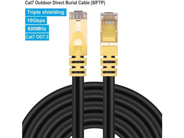 CAT7-2 Gold-Plated CAT7 Flat Ethernet 10 Gigabit Two-Color Braided Network LAN Cable for Modem Router LAN Network 0.5m Durable Length with Shielded RJ45 Connectors