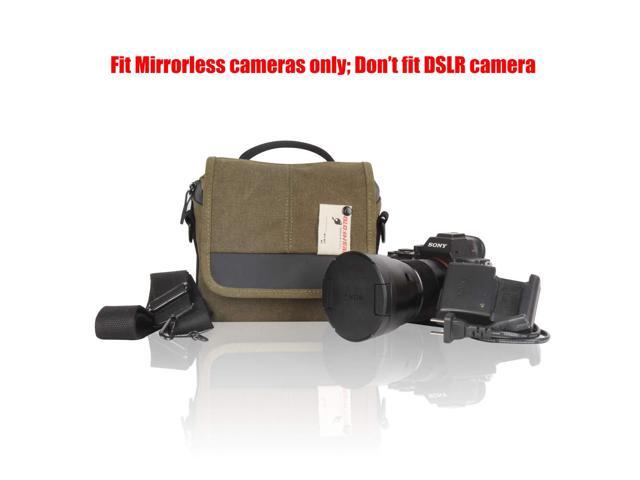 Besnfoto Camera Bag Small Mirrorless Camera Shoulder Bag Purse Waterproof Canvas Cute Compact Camera Messenger Bag Case for Women and Men Army Green