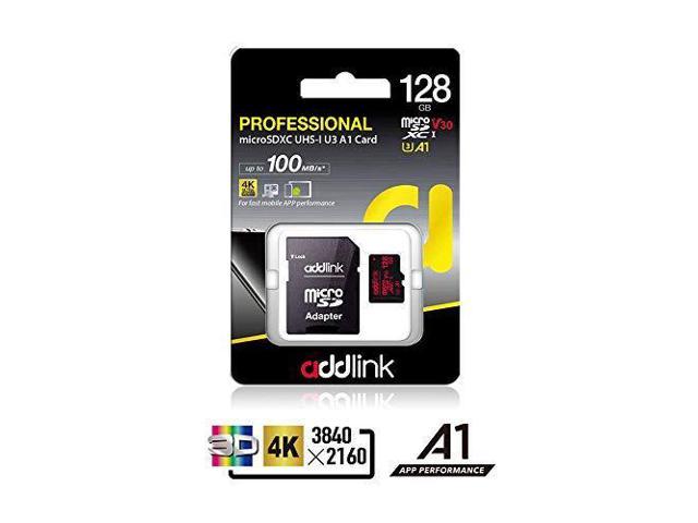 Addlink 128gb Micro Sd Card Sdxc U3 V30 A1 Memory Card With Adapter With Read 100mb S High Speed Newegg Com