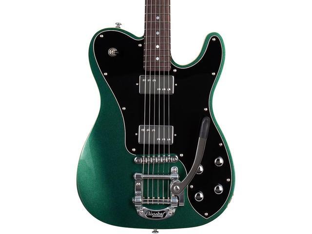 green and black guitar