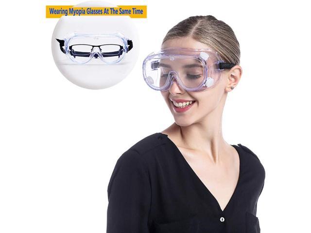 Safety Goggles Over Glasses Lab Work Eye Protective Eyewear Clear Lens 2/Pack 