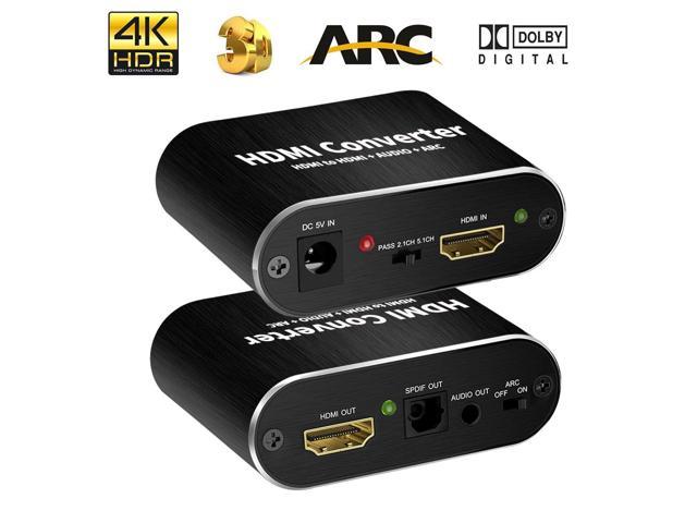 Humaan musical Ga naar het circuit 4K HDMI Audio Extractor, HDMI to HDMI + Digital Optical TOSLINK (SPDIF) +  3.5mm Audio Stereo Audio Converter Adapter Support ARC 3D PS4 Pro Roku Xbox  One Etc - Newegg.com