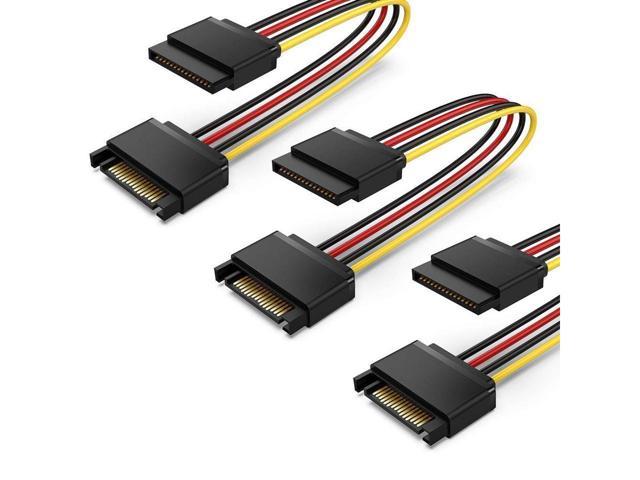 3 Pack 6" 6-Inch SATA Male to Female HDD Hard Drive Data Cable Extension Black 