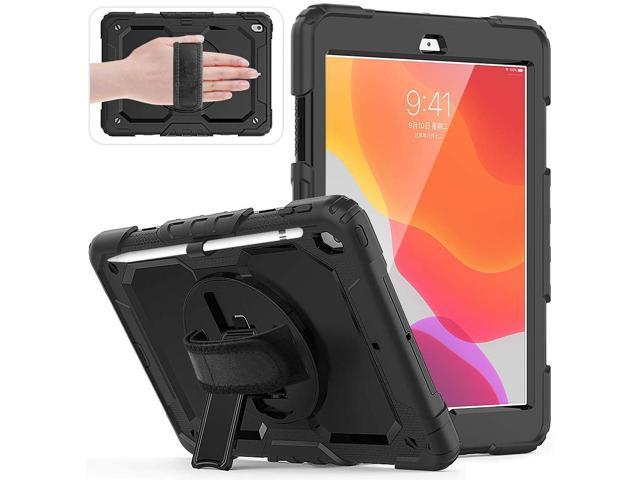 New iPad 10.2 2019 Case [Built-in Screen Protector] 3 Layer Heavy Duty Shockproof Rugged Protective Cover with Hand and Shoulder Straps for iPad 7th Generation 2019 Case 10.2 inch