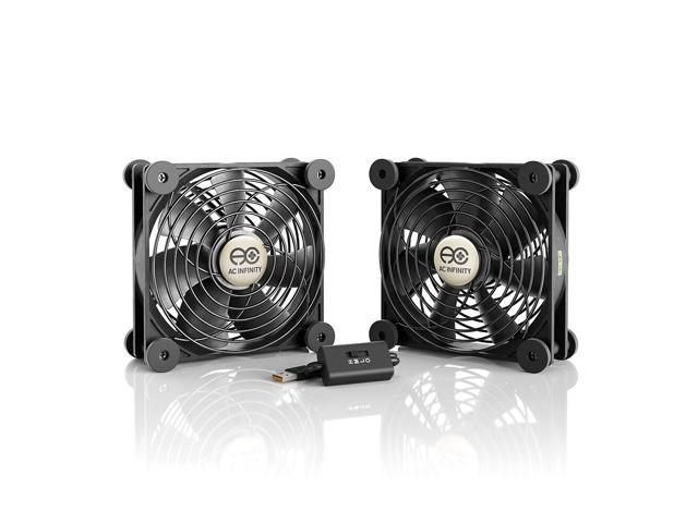 AC Infinity AIRPLATE 7 Dual 120 Quiet Cabinet Fan Kit for Home Theater AV Amplifier Media Cooling 