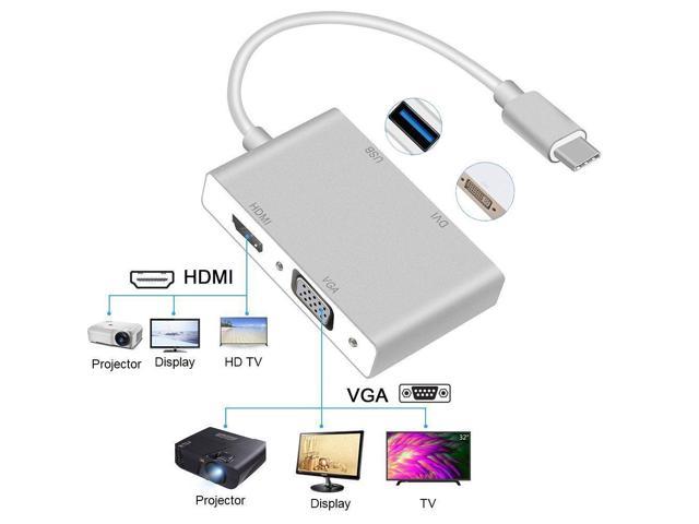 VGA External Graphics Video Card Adapter USB 3.0 4K x 2K USB-C to HDMI DVI 